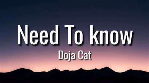 Doja Cat Need To Know Lyrics Youtube