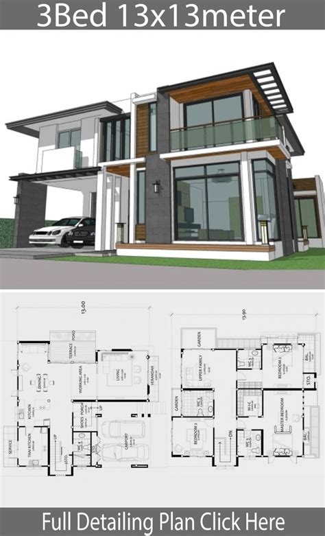 Home Design Plan 13x13m With 3 Bedrooms Home Design With Plansearch 005