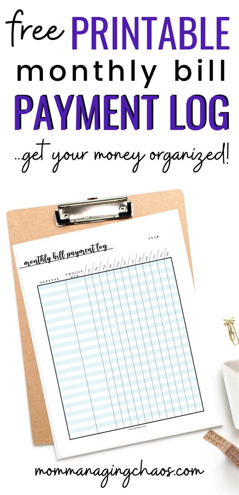 I will be not late to my payments all my bills. Free Printable Monthly Bill Payment Log | A Bills to Pay ...