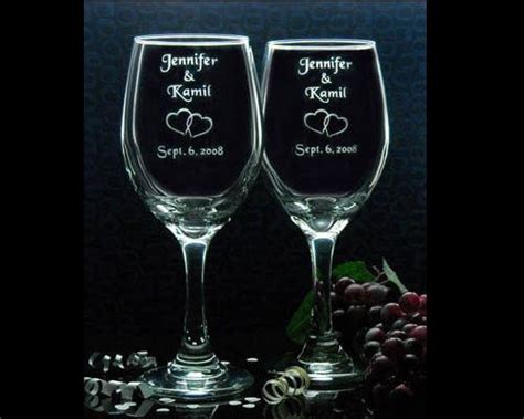 Custom Engraved Wedding Wine Glasses Includes Couples Name And Wedding Date