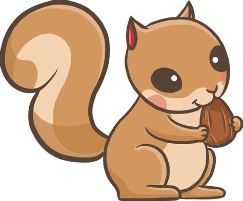Cartoon Squirrel Cute Illustration Clipart Kawaii Animal Wildlife