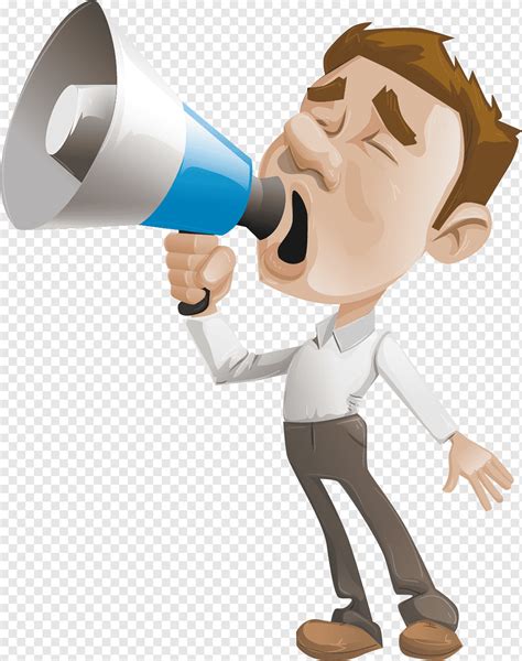 Man Shouting At Megaphone Illustration Cartoon People Shouted Hand