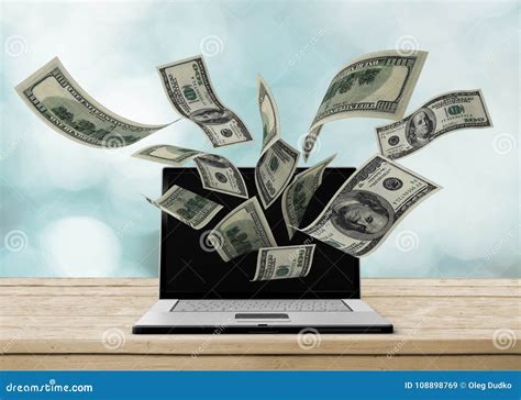 Laptop Making Money Concept On Background Stock Image Image Of Dollar