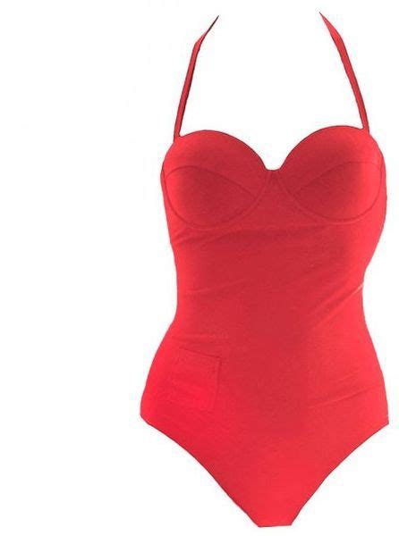 Red Swimsuit Lyst Red Swimsuit Swimsuits Womens Monokini