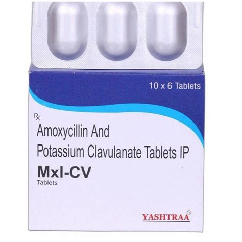 Mxl Cv Amoxicillin Potassium 625 Mg Clavulanate Tablet At Rs 1070box