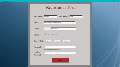 Registration Form Using Tkinter Gui In Python Youtube Vrogue