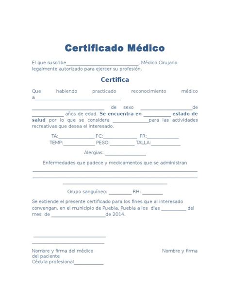 Certificado Medico Para Llenar Fioricet