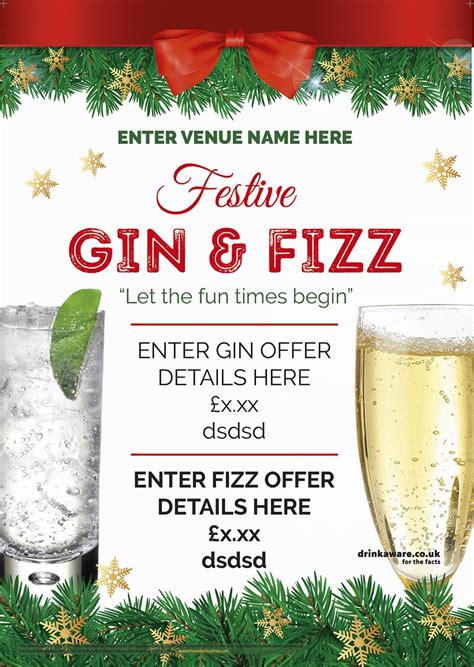 Christmas Gin And Fizz Poster A1 Promote Your Pub
