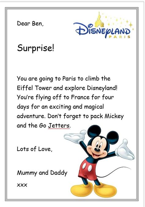 Printable Disneyland Surprise Letter Template Printable Templates