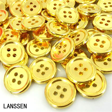 100pcs 58 Gold Plastic Buttons 4 Holes Buttons Fit Sewing Clothes