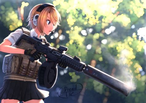 Wallpaper Anime Girl Soldier Bokeh Profile View Blonde