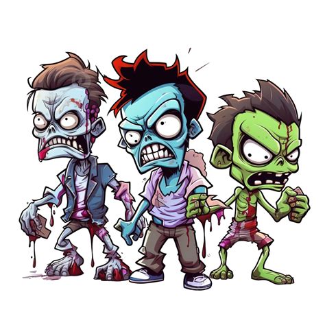 Cartoon Zombies Fantasy Or Halloween Characters Coloring Book Page
