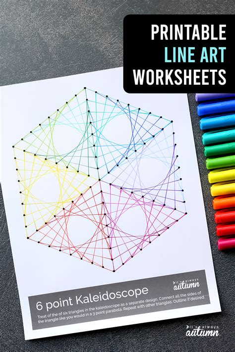 Geometric Line Art Worksheets {easy art project for kids!} - It's