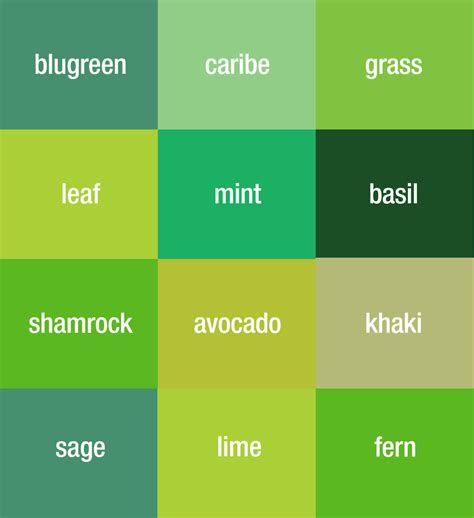 Green Colour Name List Color Names In Fashion Design An Easy