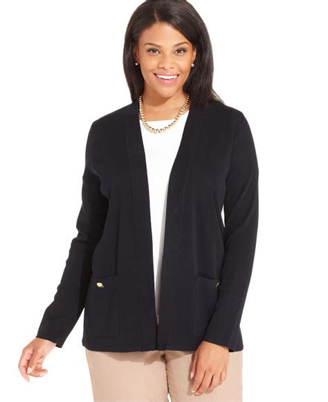 Jones New York Collection Plus Size Long Sleeve Open Front Cardigan In
