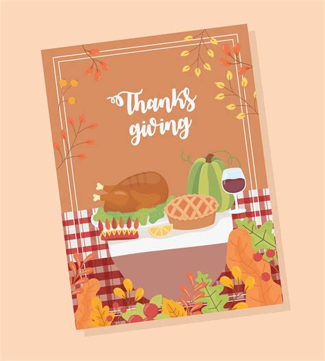 Happy Thanksgiving Poster Menu Dinner Turkey Wine Cake Pumpkin 5250969