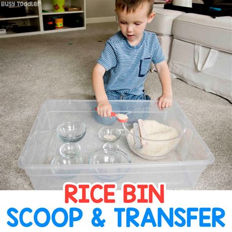 Rice Bin Toddler Activity Scoop And Transfer Busy Toddler