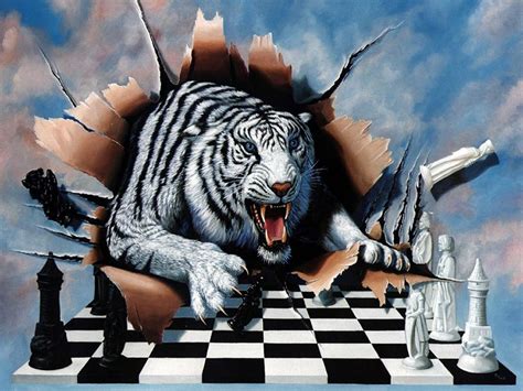 Chess Tiger Tiger Chess Abstract Fantasy Hd Desktop