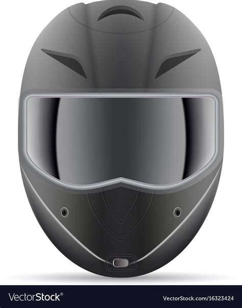 Black Motorcycle Helmet Front View Isolated Vector Image