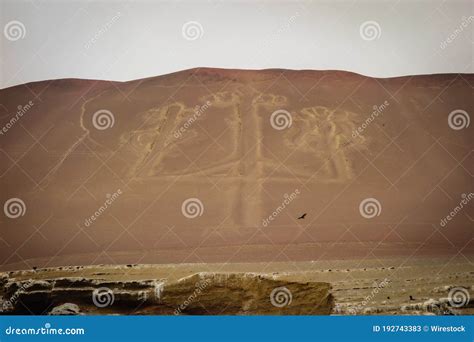 View Of Paracas Candelabra At Pisco Bay In Peru Stock Image Image Of
