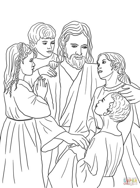 Jesus With Children Coloring Page Learning How To Read