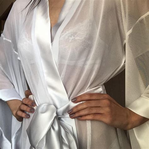 White Bridal Robe Silk Bridal Robe See Through Robe Wedding Etsy