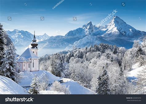 Panoramic View Of Beautiful Winter Wonderland Mountain