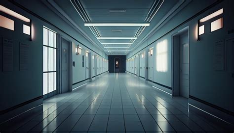 Premium Photo Futuristic Hallway With Glowing Lights And