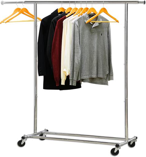 Collapsible Garment Rack Clothing Heavy Duty Double Rolling Hanger