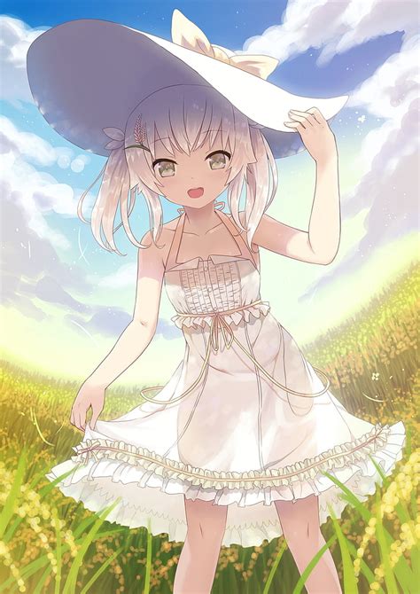 Hd Wallpaper Anime Anime Girls Field Dress White