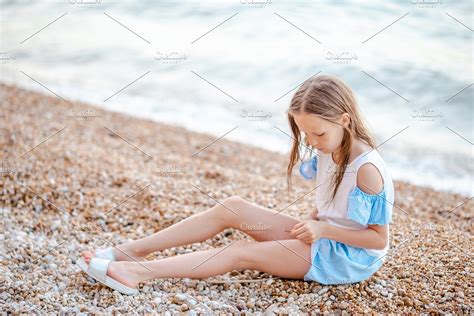 Cute Little Girl At Beach During Sum High Quality People Images