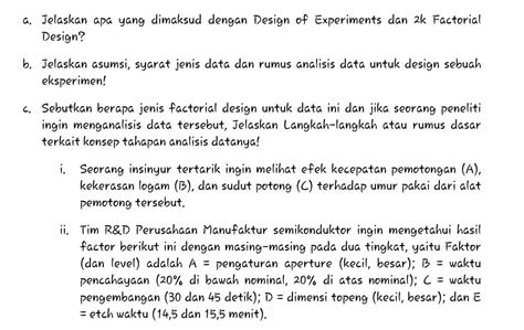 Solved A Jelaskan Apa Yang Dimaksud Dengan Design Of Chegg Com