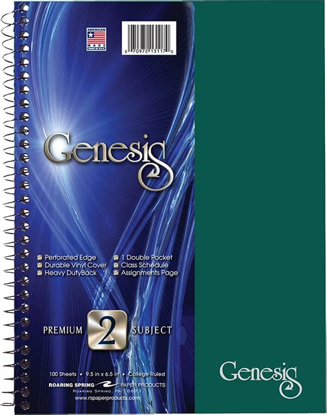 Buy Roaring Spring Genesis College Ruled 2 Subject Spiral Notebook With