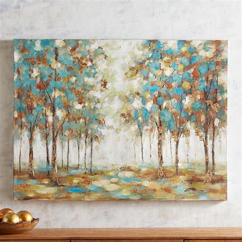 Teal Trees In The Forest Wall Art Pier 1 Imports Nature Canvas