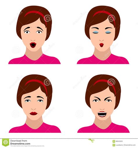 Set Of Facial Expressions Stock Illustration Illustration Of Looking