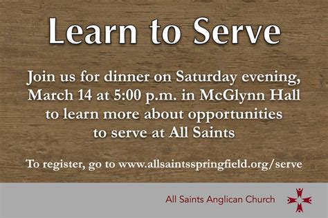 Barnabas anglican church anglican congregation in northern kentucky serving greater cincinnati. Learn to Serve - All Saints Anglican Church