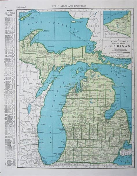 1947 Michigan Vintage Atlas Map World By Drivingmissshirley 800