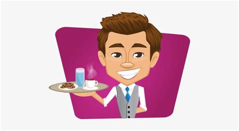 Waiter Clipart Png Download Waiter Holding Tray Cartoon 596x453 Png