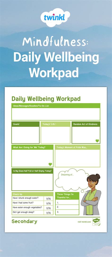 Daily Wellbeing Workpad Wellbeing Activities Mindfulness Wellbeing