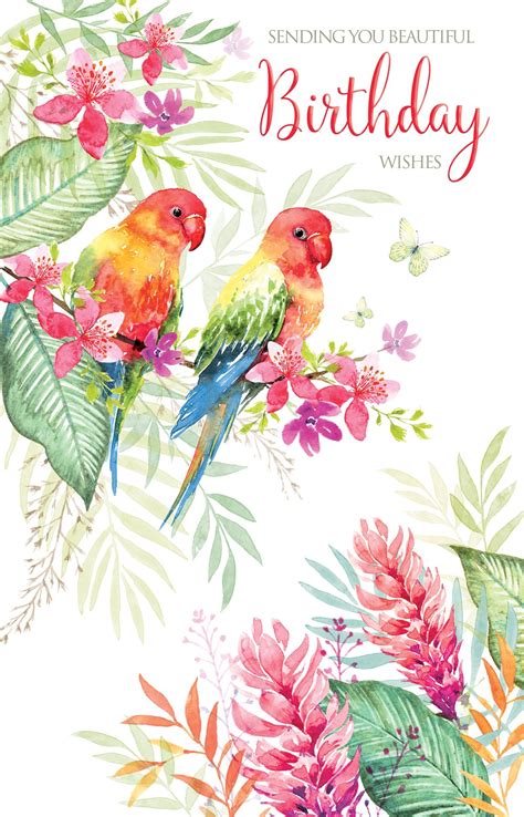 Floral Birthday Happy Birthday Birds Happy Birthday Wishes Cards