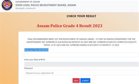 Assam Police Grade 4 Results 2023 Link Out SLPRB Constable Forest