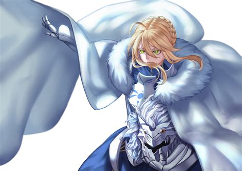 Armor Arturia Pendragon Blonde Hair Braids Cape Dress Fategrand Order