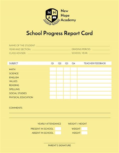 Blank School Report Template Free Report Templates