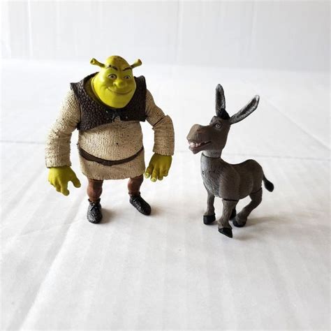 Articulated Shrek Action Figures Lot Shrek And Donkey 2001 Mga