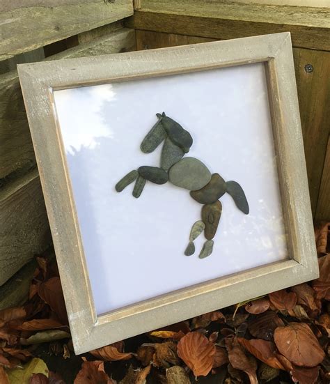 Horse Pebble Art - Framed Pebble Art - One of a Kind Piece by Pebble Made