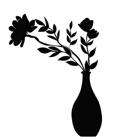 Premium Vector Black Silhouette Flower In Vase Vector Isolated