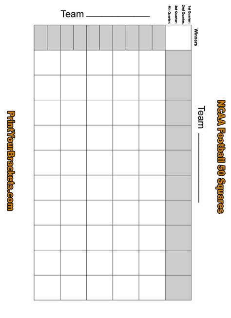 50 Football Squares Template