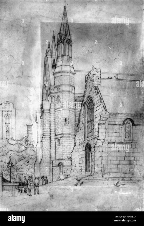 221 Statelibqld 1 138396 Pen And Ink Drawing Of St Stephen S Cathedral Brisbane Ca 1932 Stock