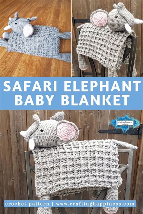 3in1 Safari Elephant Baby Blanket Crafting Happiness