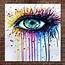 Hand Painted Abstract Cartoon Art Colorful Eye Oil Painting On Canvas 